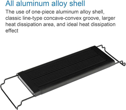 WATER REBIRTH LED Aquarium Light, Full Spectrum Fish Tank Led Light with Aluminum Alloy Shell Extendable Brackets (12-18 in)