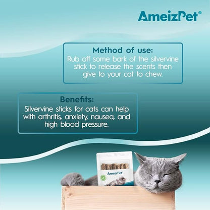 Catnip Sticks for Cats, Cat Dental Chew Sticks - Natural Matatabi Cats Dental Care, Silvervine Cat Teeth Cleaning (12 pcs)