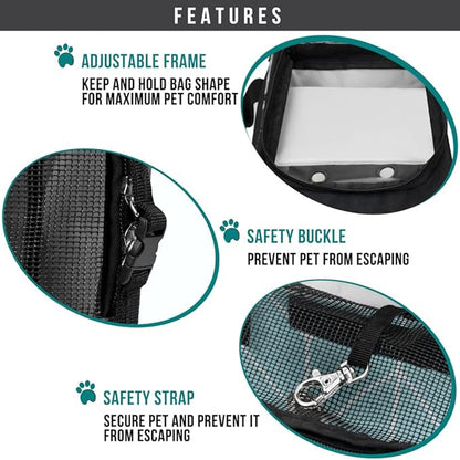 PetAmi Dog Purse Carrier for Small Dogs, Airline Approved Soft Sided Pet Carrier with Pockets, Ventilated Dog Carrying Bag for Puppy Cat, Dog Travel Supplies Bag, Sherpa Bed, Max 12 lbs, Chevron Teal