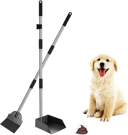 SCENEREAL Dog Pooper Scooper for Yard - Tray & Spade Set, Long Handle Metal Detachable Poop Scooper for Large Medium Small Dogs, Pet Waste Removal Scoop with No Bending for Outdoor Grass, Dirt Gravel