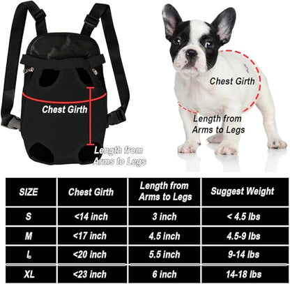 FEimaX Dog Carrier Backpack Pet Legs Out Front Cat Travel Bag, Adjustable Puppy Backpacks Carriers Hands-Free for Small Medium Dogs Cats Hiking Traveling Camping Daily Walking (Small, Black)