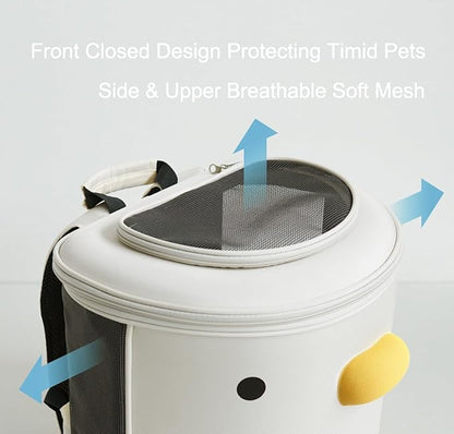 PURROOM Cat Carrier Backpack, Pet Backpacks for Carrying Small Dogs, Cute Design. Upper Cover & Side Ventilation Soft Mesh & Safety Straps. Used for Travel, Hiking, Car, Go to Vet, Outdoor.