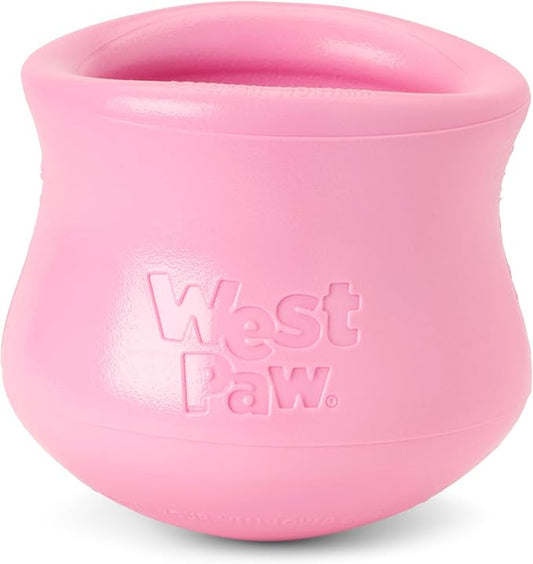 WEST PAW Zogoflex Limited Edition Toppl Treat Dispensing Dog Toy Puzzle – Interactive Chew Toys for Dogs – Dog Toy for Moderate Chewers, Fetch, Catch – Holds Kibble, Treats, Large 4", Bubblegum