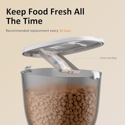 5L/21 Cup Automatic Cat Feeder, Timed Cat Dry Food Dispenser, Automatic Pet Feeders Dual Power Supply, 6 Meal Programmable 1-20 Portion Cats Feeder, Auto Dog Feeders,Pet Food Dispenser for Cats, Puppy