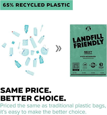 Doggy Do Good Next Pet Waste Bags, Landfill Friendly Recycled Plastic Unscented Dog Poop Bags for Dogs, Thick & Leakproof, Strong, Earth Friendly Poop Bags, 300 Count