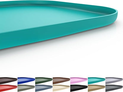 Silicone Pet Feeding Mat with Raised Edge for Food and Water, Dog Bowl Mats, Cat Bowls Placemat with High Lip for Floor Waterproof, Rubber Tray for Cats and Dogs 19 x 12 x0.7 Dark Turquoise