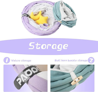 Cat Tunnel, Large Indoor Durable Collapsible Interactive Cat Tube with Peek-A-Boo Hole, Hanging Toys, and Crinkly Paper Lining - Cute Tunnel for Cats, Kittens, Puppies & Rabbits, Purple