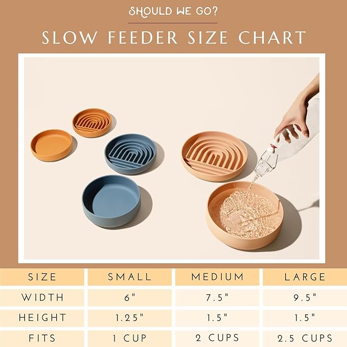 The Slowdown Bowl Silicone Slow Feeder for Dogs & Puppies, Slow Eating, Modern Lick Mat Design, Reduces Gulping, Fits 2.5 Cups 9.5” Across x 1.5” Tall, Mealtime Challenge, Large-Blush