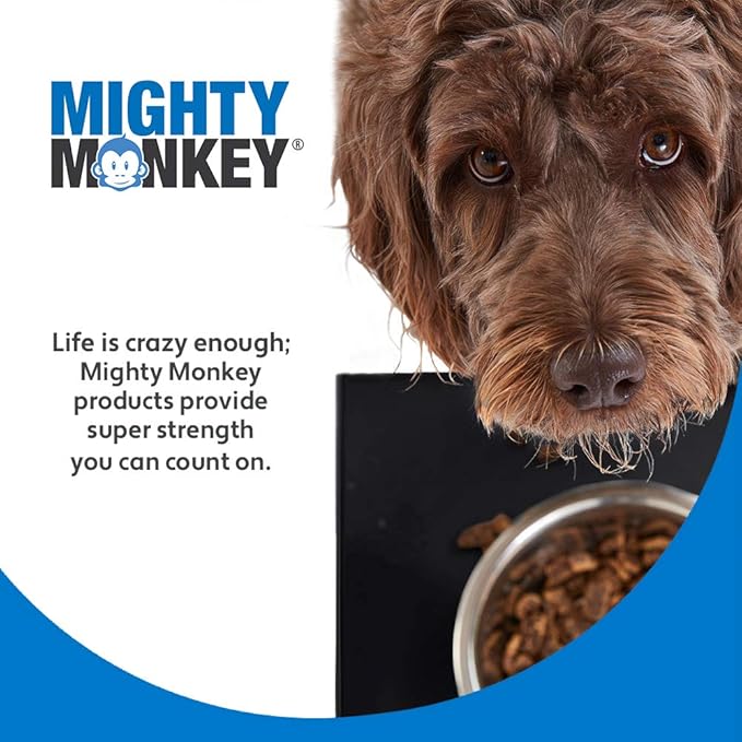 MIGHTY MONKEY 100% Waterproof Dog Food Mat, Raised Edges Silicone Pet Feeding Placemat for Cat, Dogs, Pet Bowls, High Lipped Tray Prevents Water Spills, Food on Floor, Dishwasher Safe, 24x16, Black