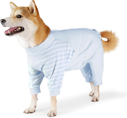 Dog Recovery Suit, Abdominal Wound After Surgery Wear, Anti Licking Bodysuit with Snaps, E-Collar & Cone Alternatives, Long Sleeve Dog Spay Surgical Onesie Prevent Shedding(2XL, Blue)