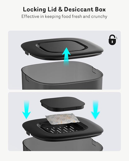 Automatic Cat Feeder, Cat Food Dispenser Battery-Operated with 180-Day Battery Life, Timed Pet Feeder for Cats and Dogs, Desiccant Bag, Programmable Portion Control, 4 Daily Meals, 10s Voice Recorder