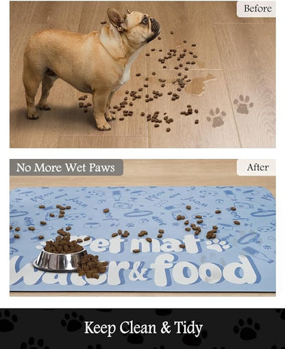 Pet Feeding Mat-Absorbent Dog Mat for Food and Water Bowl-No Stains Quick Dry Water Dispenser Mat-Dog Accessories Pet Supplies-Bowl for Messy Drinkers（PAW,23"x34"