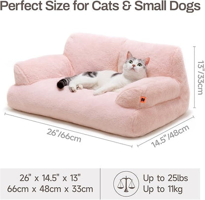 MEWOOFUN Cat Bed for Indoor Cats, Washable Dog Beds for Small Dogs & Cats with Removable Cover, Fluffy Cat Couch with Non-Slip Bottom (Pink, 26.0" L X 19.0" W X 13.0" Th)