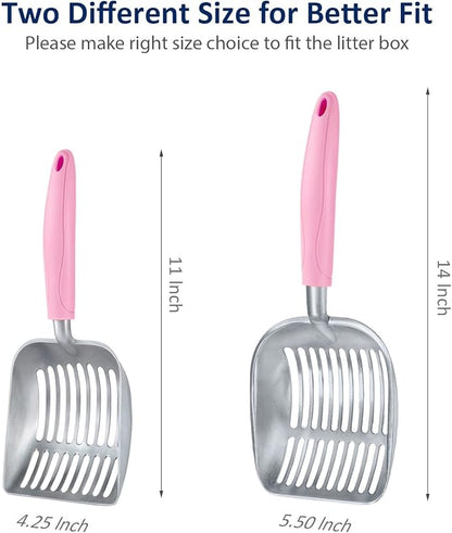 WePet Cat Litter Scoop, Aluminum Alloy Sifter, Kitty Metal Scooper, Deep Shovel, Long Handle, Poop Sifting, Kitten Pooper Lifter, Durable, Heavy Duty, for Litter Box