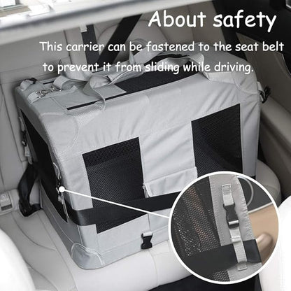 Extra Large Cat Carrier Soft Sided, Portable Small Dog Carrier for 2 Cats, 24"x16.5"x16" Car Travel Folding Comfortable Design, Khaki
