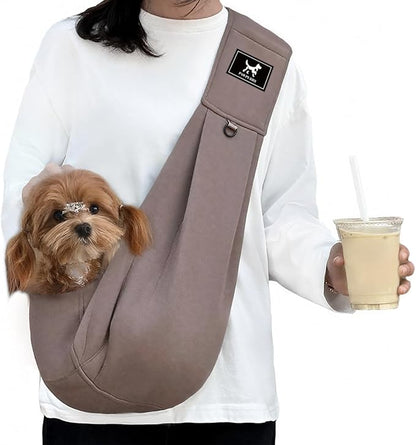 Dog & Cat Carrier Sling, Adjustable Soft Padded Shoulder Puppy Carrier, Hands-Free Dog Carrier Bag with Double Safety Buckles Premium Material for Outdoor Travel （Caramel, M）