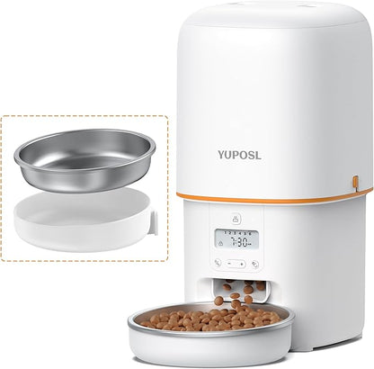 Automatic Cat Feeder - 4L Timed Auto Pet Feeder for Cat and Dog with Dry Food Dispenser, 180-day Battery Life, 1-6 Meals Per Day, 1-16 Portion, Desiccant Bag Keeps Food Fresh