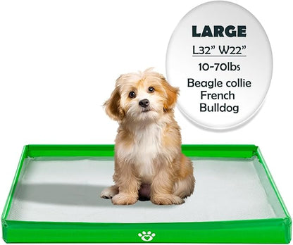 MEEXPAWS Dog Pee Pad Holder Foldable, Puppy Pad Holder Liner Base High Side, Dog Litter Box Indoor 33’’x22’’, Training Pad Holder Leak-Proof Easy Clean