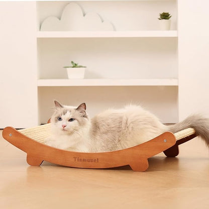 Sisal Cat Scratcher Bed, Beech Wood Cats Hammock,Cat Scratch Pad Indoor cat Toy,Durable Cat Scratching Post, Furniture Protector for Cats' Clawing and Play