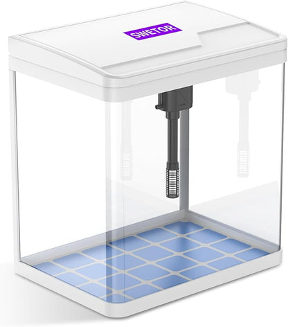 2 Gallon Glass Betta Fish Tank，Small Fish Tank with Filter and Light,Self-Cleaning Fish Tank.