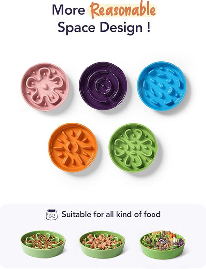LE TAUCI Ceramic Slow Feeder Dog Bowls Elevated for Small and Medium Breed, Dog Bowls with Wooden Stand, 1.5 Cups Pet Dishes to Slow Down Eating, Anti-Gulping Pet Feeding Dishes, Clover Green