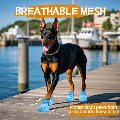 JZXOIVA Dog Shoes for Hot Pavement, Dog Booties for Small Dogs, Breathable Dog Boots & Paw Protectors, Adjustable Non-Slip Dog Rain Booties, Waterproof Pets Sandals for Beach Blue Size 1