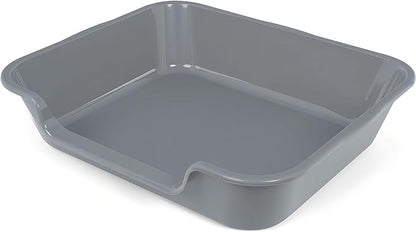 2 Pack of Extra Large Cat Litter Box (ABS Material), Low Entry Senior Litter Pen for Geriatric Kitty Big Cats, Jumbo Pet Safe Litter Boxes Tray for Indoor Pets Potty (Gray, 24" L x 20" W)