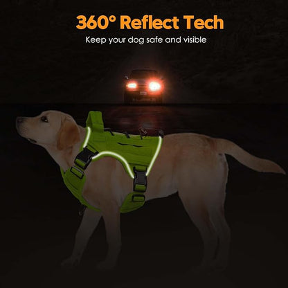 Heavy-Duty Tactical Dog Harness for Large Dogs, No Pull Adjustable Reflective Pet Vest with Molle System, K9 Military-Grade Control for Service Training, Outdoor & 10+ Breeds, Wild Lime, Small