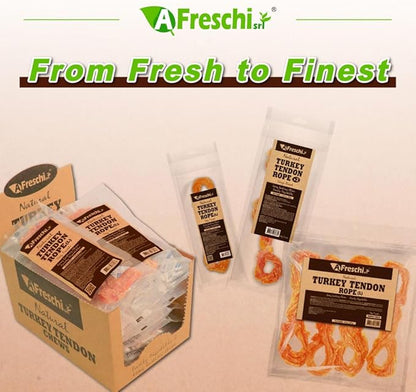 Afreschi Natural Turkey Tendon Rope (L) 1 Unit per Pack, Dog Treats for Signature Series, All Natural Human Grade Puppy Chew, USA-Sourced Turkey Tendon, Hypoallergenic, Rawhide Alternative