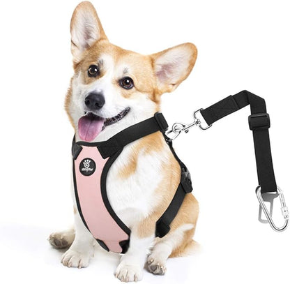 Dog Seat Belt, Safety Vest Dog Car Harness with Adjustable Buckle Dog Seat Belt for Vehicle Nylon Pet Safety Seat Belts Heavy Duty(S, Pink)