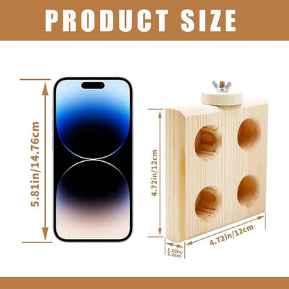 Hamster Cage Accessories, Wooden Feeding Dish with 4 Sections, Wooden Feeder for Small Animals, Food Bowl for Hamster, Guinea Pig, Chinchilla, Rat