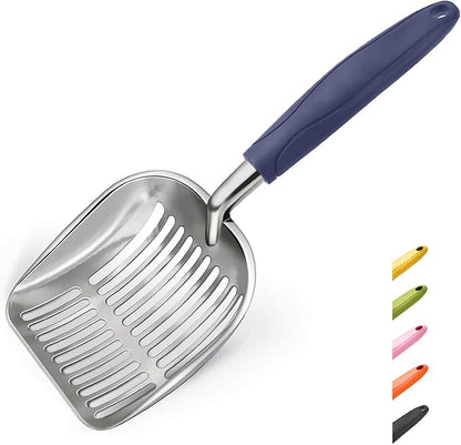 WePet Cat Litter Scoop, Aluminum Alloy Sifter, Kitty Metal Scooper, Deep Shovel, Long Handle, Poop Sifting, Kitten Pooper Lifter, Durable, Heavy Duty, for Litter Box