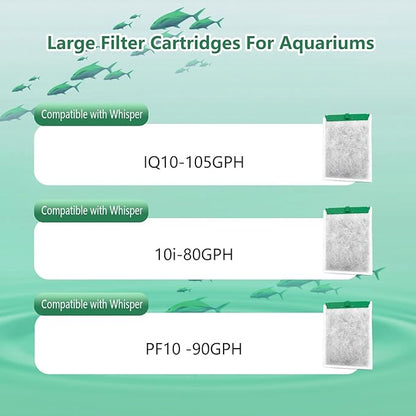 6 Pack Aquarium Filter Cartridge Compatible with Whisper Power Filters,Medium Replacement Filter Cartridges for 10i/PF10/IQ10