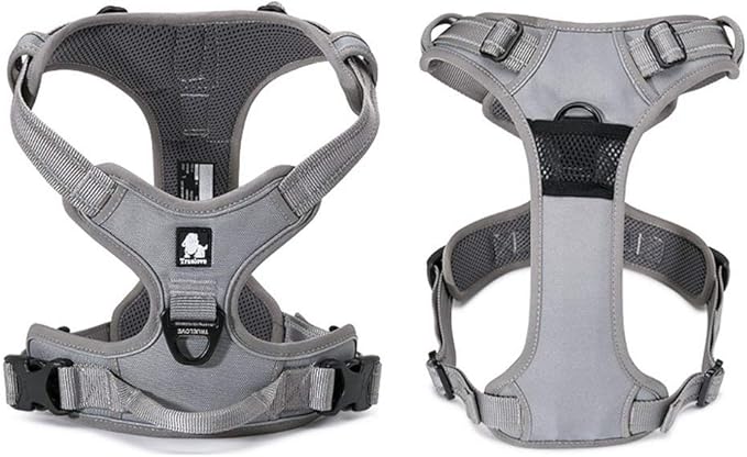 TRUE LOVE Adjustable No-Pull Dog Harness Reflective Pup Vest Harnesses Comfortable Control Brilliant Colors Truelove TLH5651(Gray,XS)