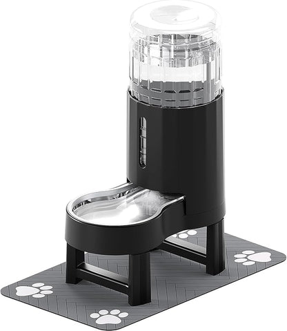 CZPET Elevated Dog Water Bowl Dispenser with Mat for Large Dogs,Tall Raised Pet Waterer Stand,Relieve Neck Pressure,Large Capacity and Drinking Area Noise-Free for Pets (7L+Stand+Mat)