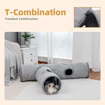 PAWZ Road Cat Tunnel 51 Inches Long Cat Toys Collapsible Tunnel 12 Inches in Diameter Large Cats Tube for Big Cats,Rabbits and Puppy- Large