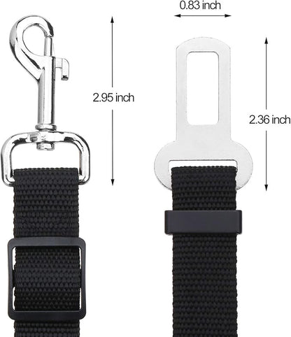 Elisel Elisel 2 Packs Adjustable Length Pet Dog Cat car seat Belt Pet seat Belt Pet Accessories for Dogs Cats and Pets (Black)