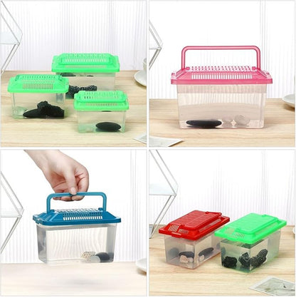 Plastic Turtle Fish Tank Handheld Aquarium Reptisoil Reptile Storage Nest Plastic Fish Bowls Bearded Dragon Habitat Glass Containers Lizards Reptile Feeding Tank Animal Turtle Tank