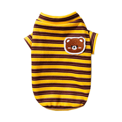 Dog Clothes, Autumn And Winter Striped Animal Base Shirts, Teddy Bichon Frise, Small And Medium-sized Dog, Cat Two-legged Pet Clothes