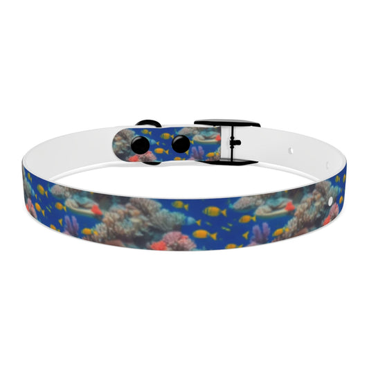 Sunlit Reef Mosaic with Golden Fish Shoals - Pet Collar Pet Zen