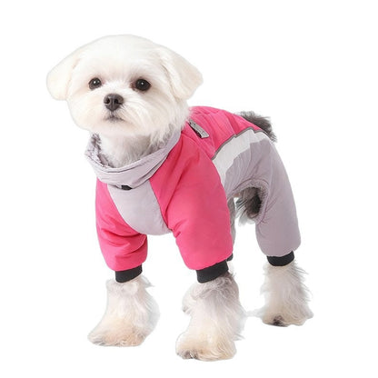 Fleece-lined Dog Warm Waterproof Traction Four-legged Pet Clothing