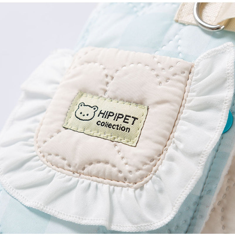 For Autumn And Winter, There Are Thick And Warm Heart-shaped Checkered Pocket Towing Vests, Cotton-padded Clothes, And Two-legged Pet Dog Clothes For Cats
