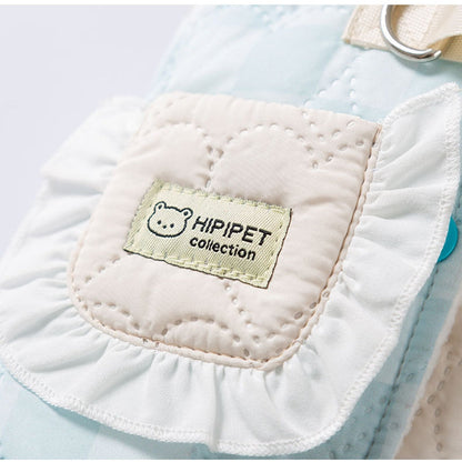 For Autumn And Winter, There Are Thick And Warm Heart-shaped Checkered Pocket Towing Vests, Cotton-padded Clothes, And Two-legged Pet Dog Clothes For Cats
