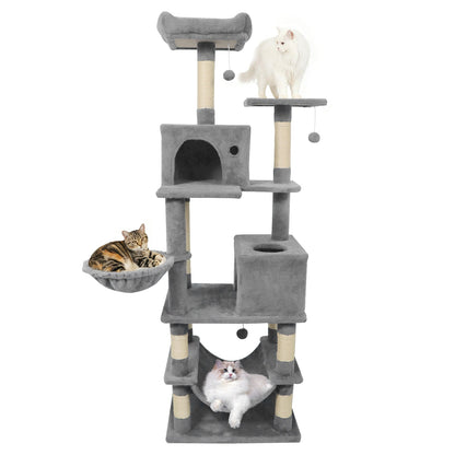 66 Inch Tall Cat Tree Multi-Level Cat Tower with 2 Condos Sisal Scratching Posts