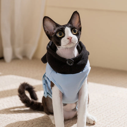 Autumn And Winter Cat Hairless Warm Cartoon Embroidered Hooded Cotton Coat, Small And Medium-sized Dog Teddy Pet Dog Clothes