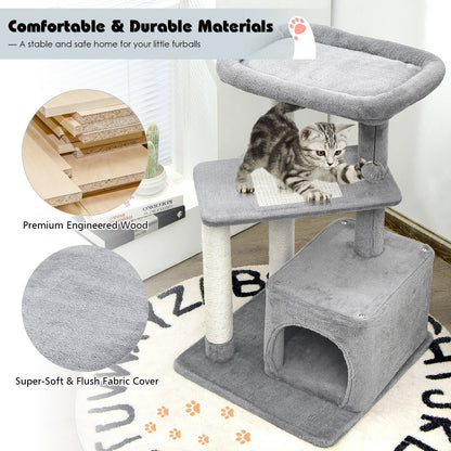 Cat Tree with Perch and Hanging Ball for Indoor Activity Play and Rest