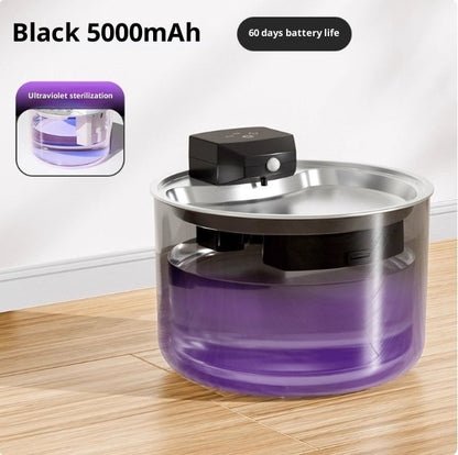Stainless Steel Cat Water Fountain, Wireless, Cordless, And Automatic Recirculation