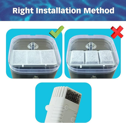 PET STANDARD Replacement Water Filter & 10 Pack Replacement Pre-Filter Sponges Compatible with Petory® 74oz/2.2L Automatic Pet Fountain, Pack of 10