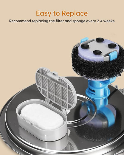 Cat Water Fountain Filter, Filters Replacement for 108Oz/3.2L&67Oz/2L&135Oz/4L Stainless Steel Pet Water Drinking Fountain, Dog Indoor Water Dispenser Fountain Carbon Filter (4 Filters & 4 Sponges)