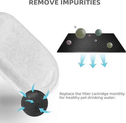Cat Water Fountain Filter Compatible with Stainless Steel Dispenser, Efficient Filtration with Coconut Shell Activated Carbon and Fresh Water (4 Filters+4 Sponges)